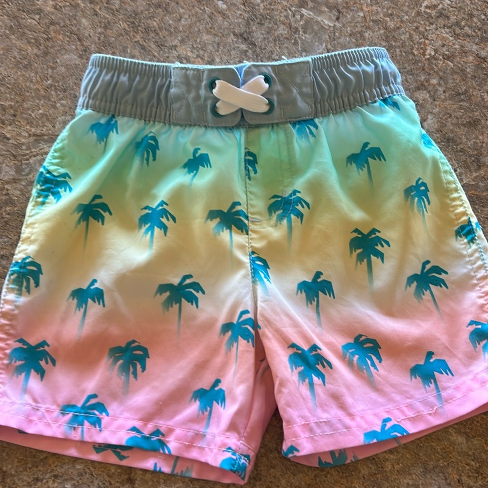 3T Cat and Jack palm tree swim trunks